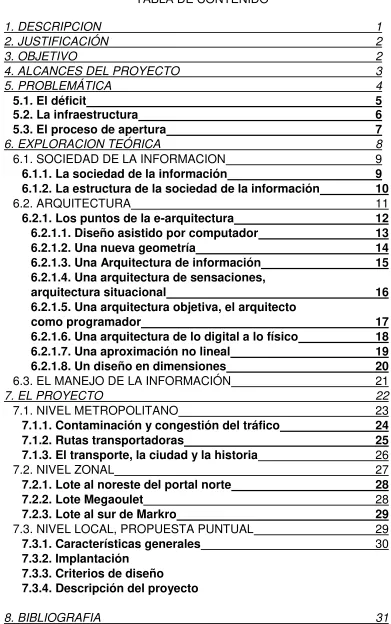 TABLA DE CONTENIDO  