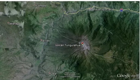 Fig. 1. 3 Imagen satelital del volcán Tungurahua  Fuente: Google Earth 