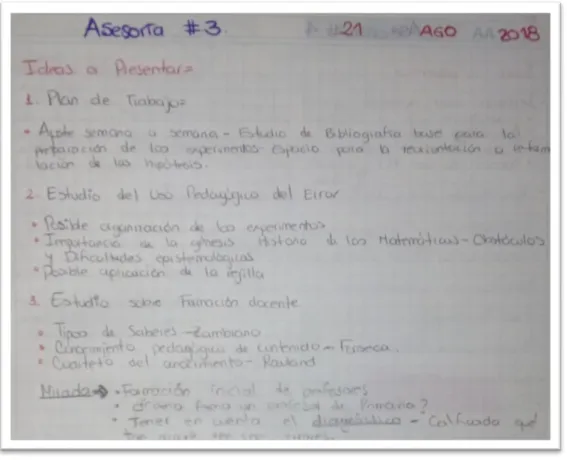 Ilustración 6: Apuntes sobre las conclusiones e ideas de la asesoría. 