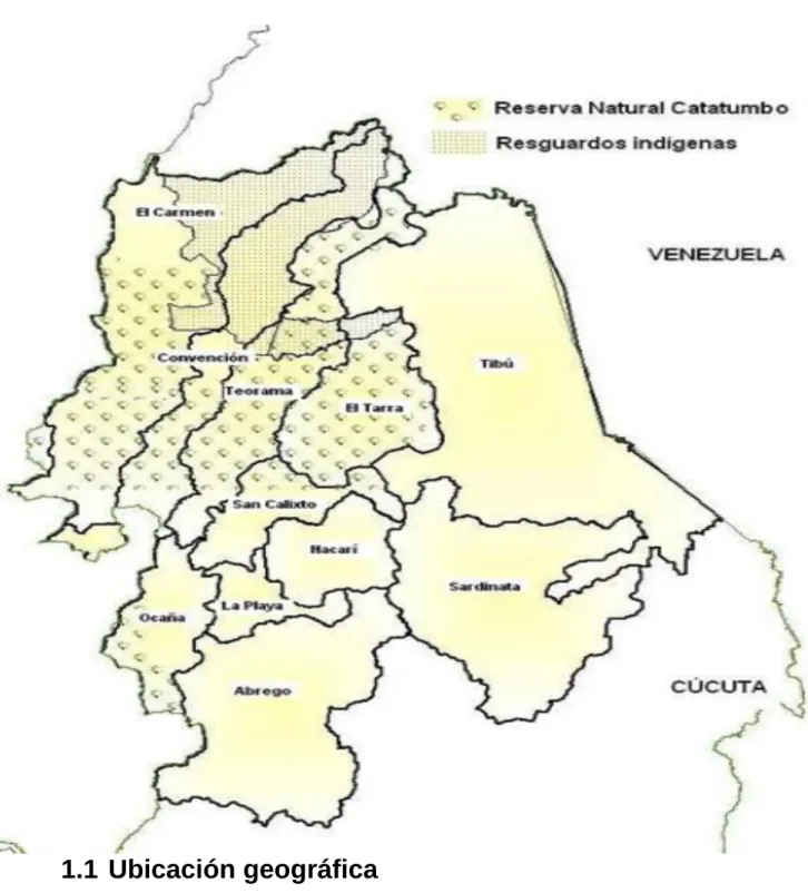 Ilustración 1 Mapa regional del Catatumbo. Fuente: DNP – DDTS, 2011. Tomado  de: Documento CONPES: estrategia de desarrollo integral de la región del 