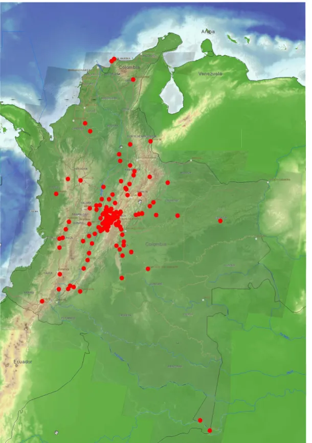 Figura 7: Distribución de los especímenes del género Pepsis depositados la Colección Entomológica del  MHN-UPN