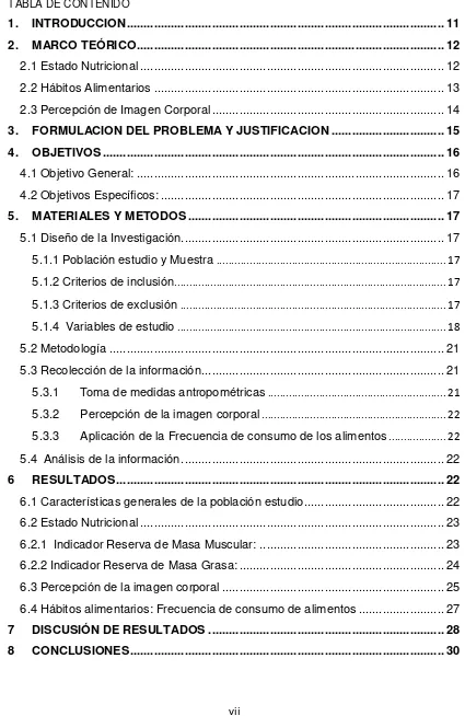 TABLA DE CONTENIDO 