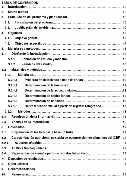 TABLA DE CONTENIDOS 