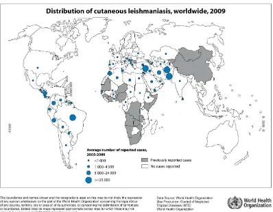 Figura 2. Distribución de leishmaniasis cutánea en el mundo 