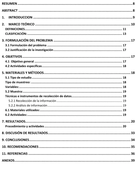 TABLA DE CONTENIDO 