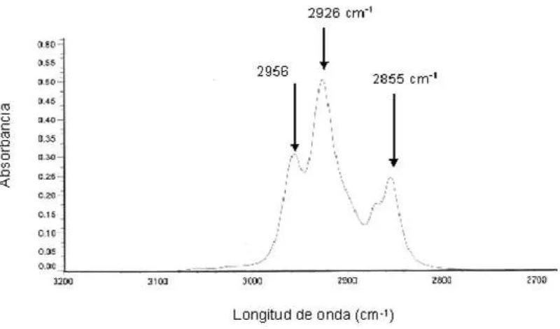 Figura 1.5. Espectro de infrarrojo típico de una muestra de TPH’s [6] 