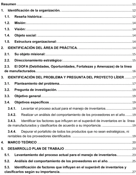 Tabla de contenido 