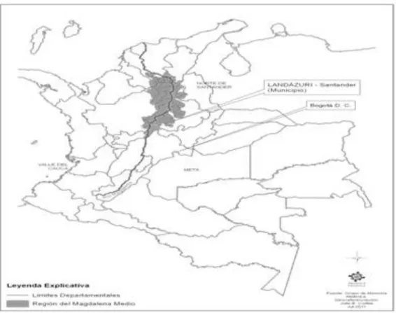 Figura 1. Región Magdalena Medio en el contexto nacional.  