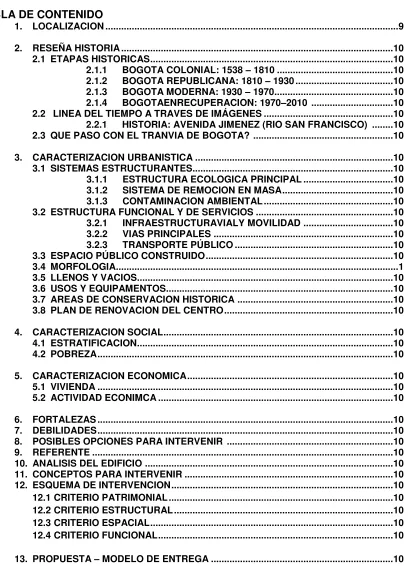 TABLA DE CONTENIDO 1. LOCALIZACION ..............................................................................................................