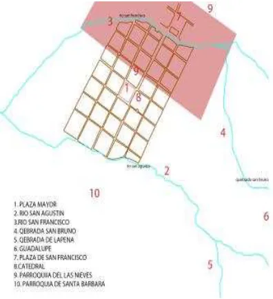 Fig 4. Plano de la Ciudad de Bogotá para el año 1791. 
