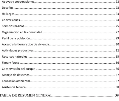TABLA DE RESUMEN GENERAL ....................................................................