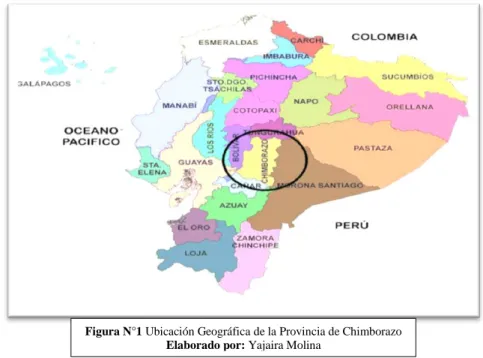 Figura N°1 Ubicación Geográfica de la Provincia de Chimborazo  Elaborado por: Yajaira Molina 