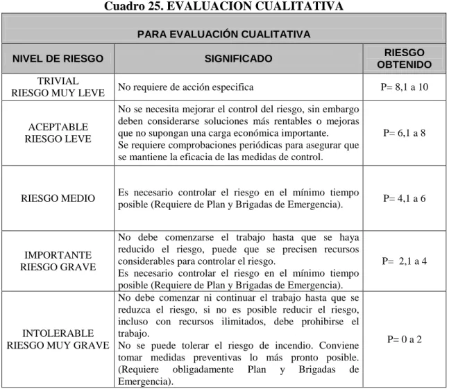 Cuadro 25. EVALUACION CUALITATIVA 