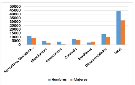 Gráfico 6 Población Económicamente Activa de 5 años y más, por sexo según Grupos de  Ocupación del Cantón Riobamba