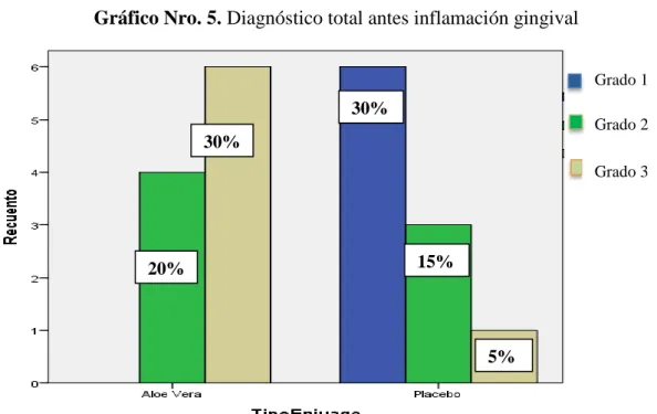 Gráfico Nro. 5. Diagnóstico total antes inflamación gingival 