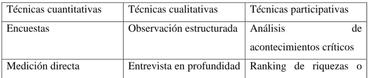 Tabla 1: Técnicas y herramientas para la evaluación 