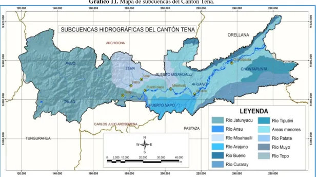 Gráfico 11. Mapa de subcuencas del Cantón Tena. 