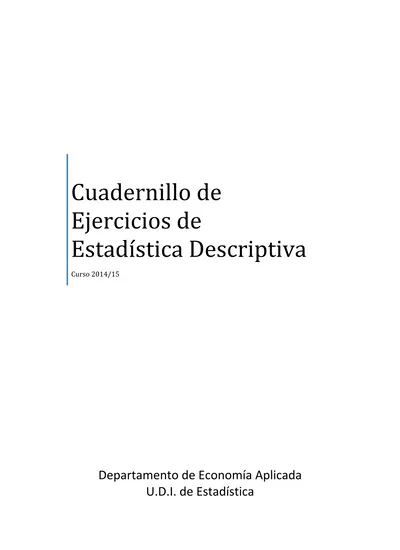 Cuadernillo De Ejercicios De Estadística Descriptiva