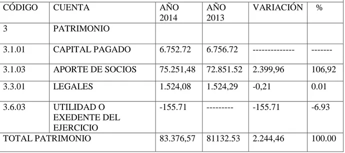 TABLA 4: ANÁLISIS FINANCIERO (PATRIMONIO) 
