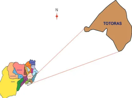 Figura 3.3.1 - Ubicación del GAD Totoras en el mapa de Ambato  Fuente: Plan de desarrollo parroquial 2010 