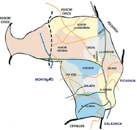 Figura  3.3.2-2 – Mapa de división política parroquial  Fuente: Plan de desarrollo parroquial 2010 