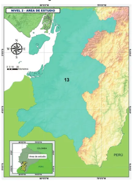 Figura 3.6 Unidad hidrográfica del Nivel 2 del área de estudio 