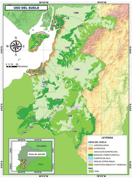 Figura 3.16 Uso del suelo de las unidades hidrográficas del Nivel 4 del área  de estudio 