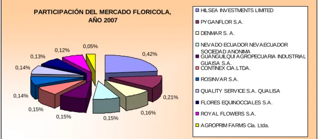 Figura 4 Participación del Mercado Florícola Año 2007 