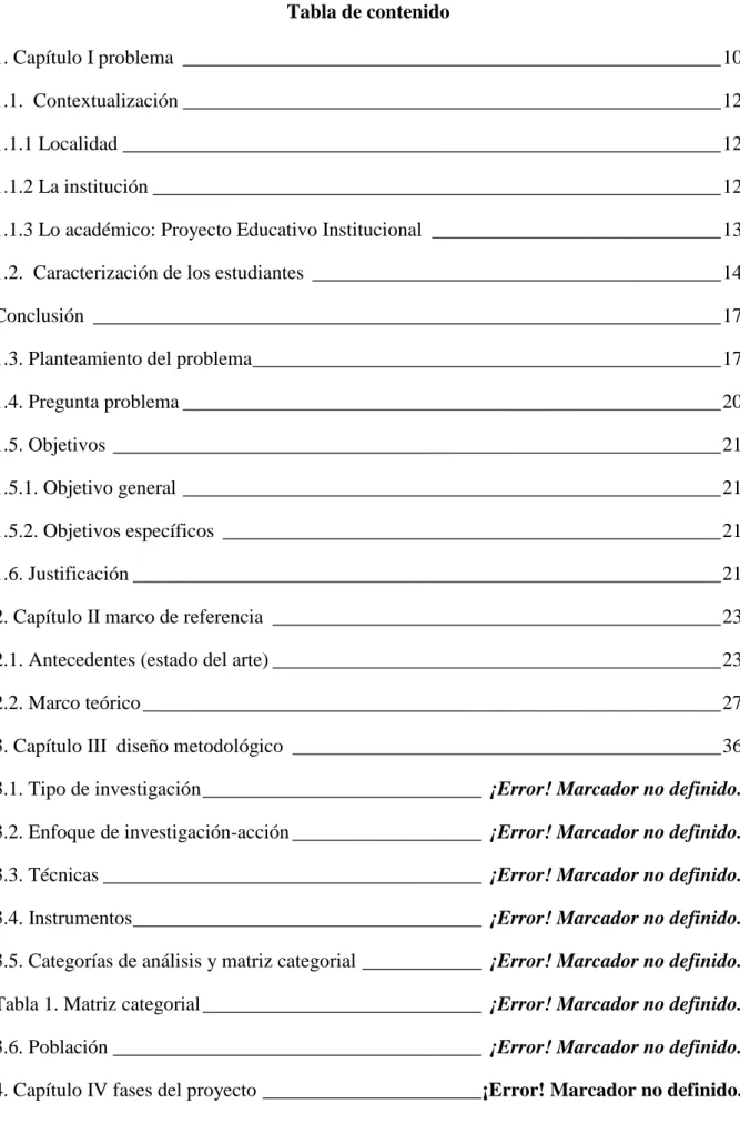 Tabla de contenido 