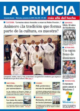 Figura 7. Esquema de la Portada en La Primicia 