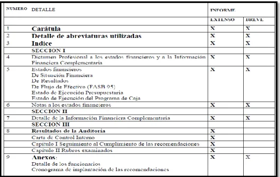 GRÁFICO N° 12 ESTRUCTURA DEL INFORME FINAL DE  AUDITORÍA   FINANCIERA 