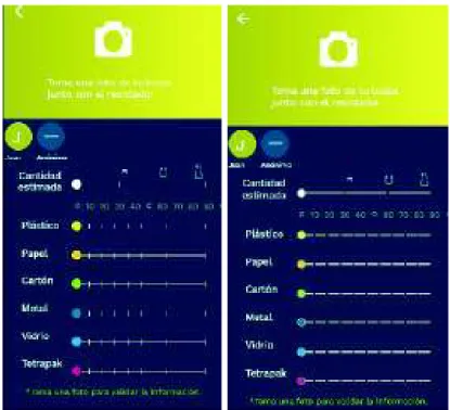 Figura 23 - Formulario de entrega de material reciclable (Izquierda dispositivo iOS, Derecha dispositivo Android)
