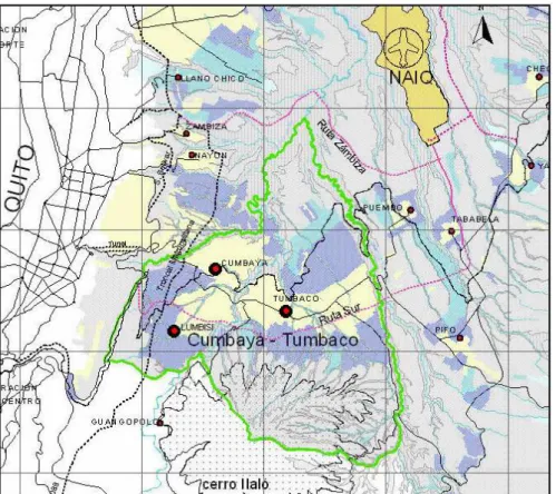 Figura 1.6  Mapa Geográfico del Valle de Tumbaco [13] 