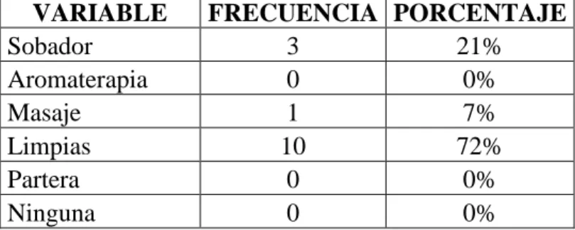 GRÁFICO N o  4.15. TERAPIAS UTILIZADAS EN EL ÁREA DE MEDICINAS  COMPLEMENTARIAS 
