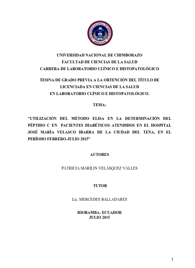 Utilización del método elisa en la determinación del péptido c en ...