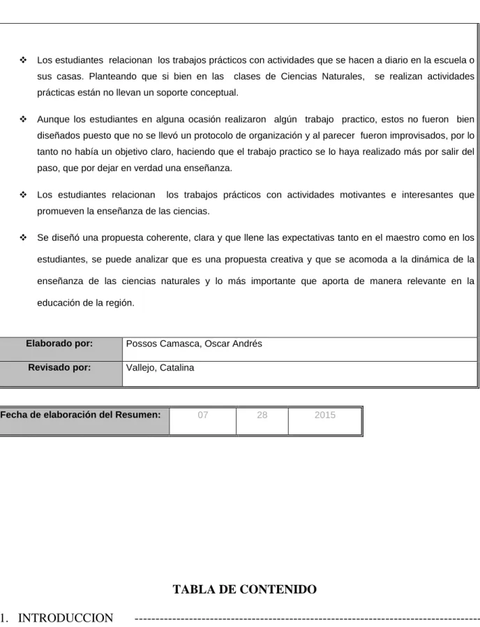 TABLA DE CONTENIDO  