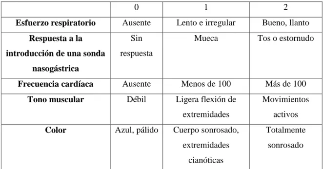 TABLA 4 Pasos de evaluación fisioterapéutica (Test de Apgar) 