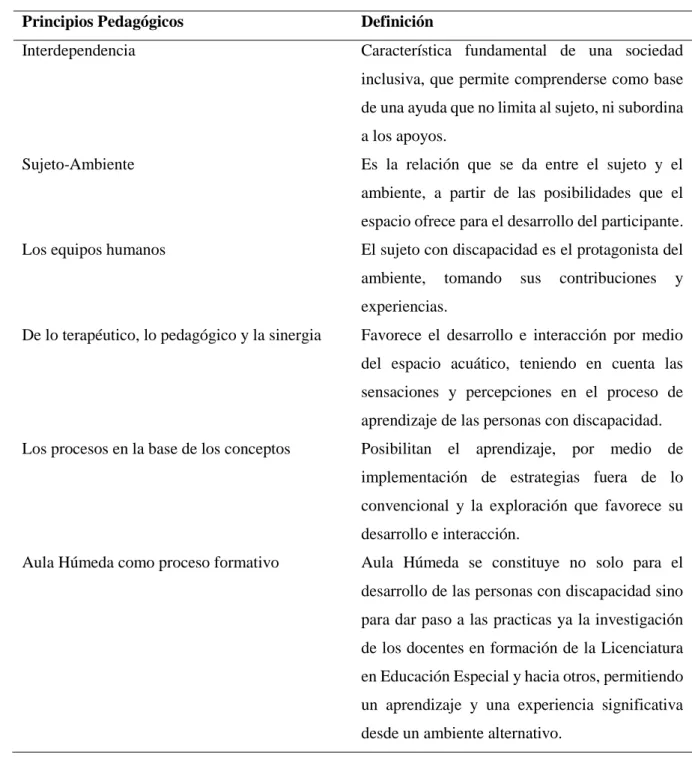 Tabla 3. Principios Pedagógicos 