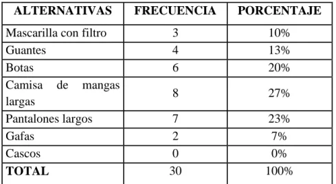 GRÁFICO N°7: Equipos de protección 