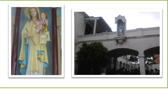 FOTO 1: A la izquierda la virgen de la merced y a la derecha maria auxiliadora. Foto tomada por:  Francy Lorena  Rodriguez, 22 de julio 2013