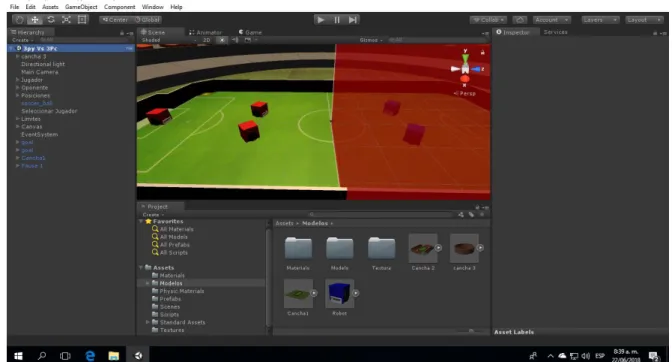 Ilustración 2:  Interfaz de trabajo de Unity 