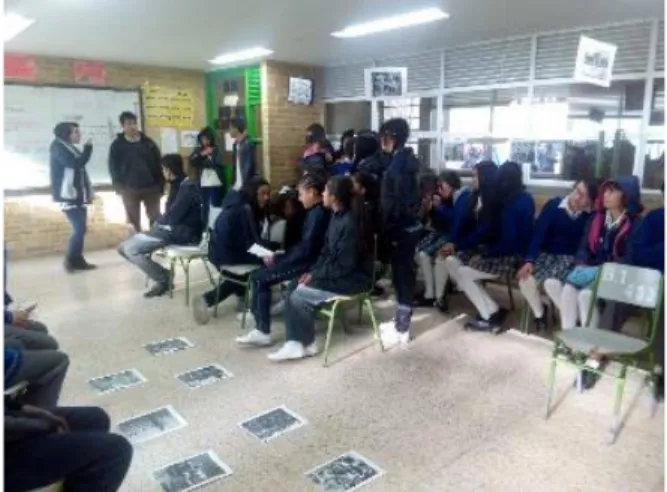 Foto tomada por Andrés Carvajal, dialogo liderados por los  jóvenes del CJL sobre conflicto armado en el colegio Juana 