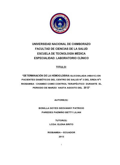 Determinación de la hemoglobina glicosilada (hba1c) en pacientes ...