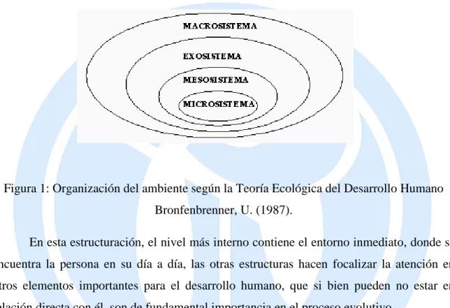 Figura 1: Organización del ambiente según la Teoría Ecológica del Desarrollo Humano  Bronfenbrenner, U