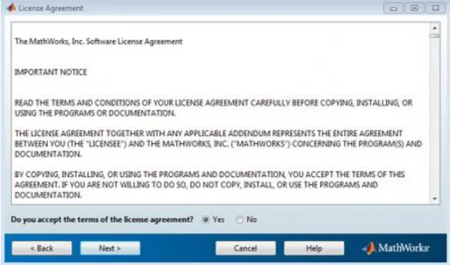 Figura 3. 2: Aceptación de términos y condiciones de la licencia de  Mathworks 