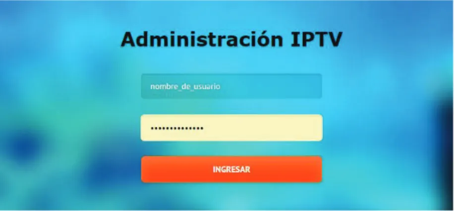Figura 3.16 Inicio de la Aplicación de Administración IPTV 