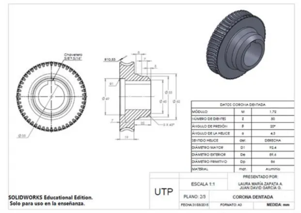 Figura 25. Plano rueda dentada 