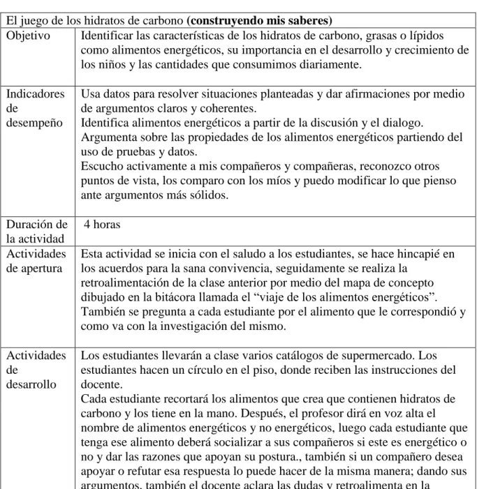 Tabla 5- Sesión 2. 
