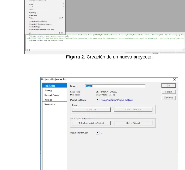 Figura 2. Creación de un nuevo proyecto. 