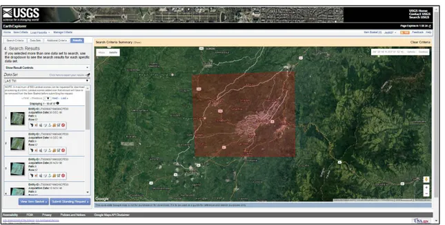 Ilustración 6. Portal USGS para descarga de imágenes Landsat. 